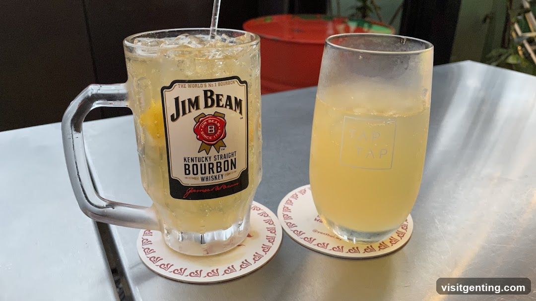 Two drinks on a table