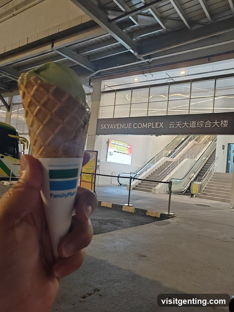 Hand holding ice cream cone at Skyavenue Complex