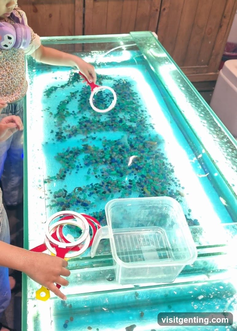 Children playing with water toys
