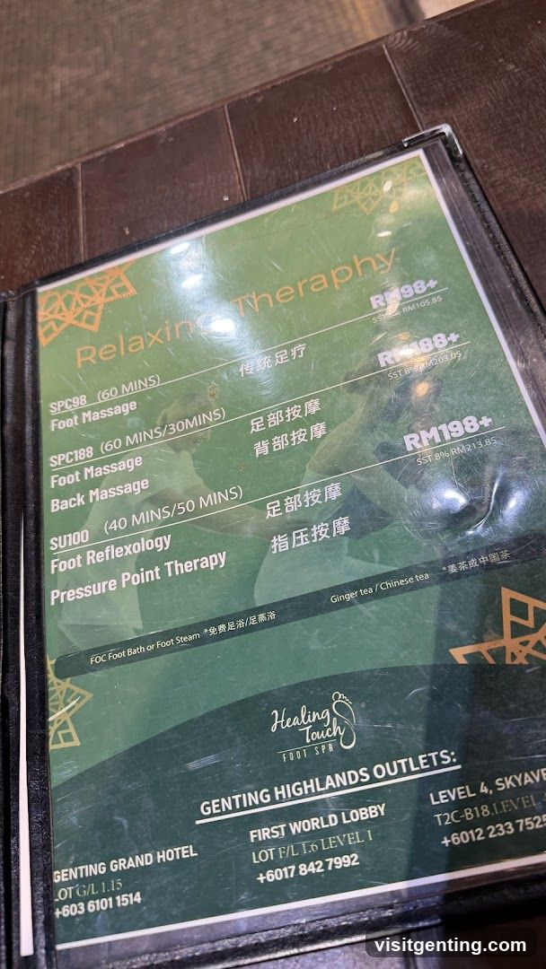 Relaxing Therapy Menu