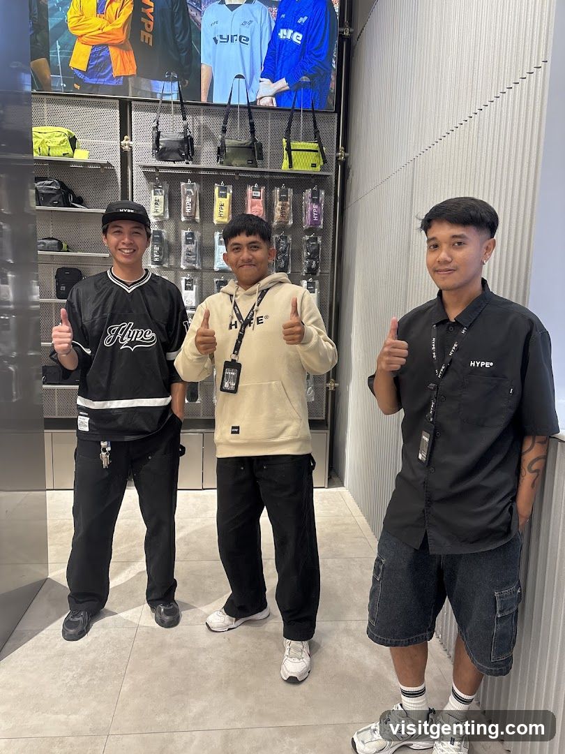 Three individuals in HYPE store interior