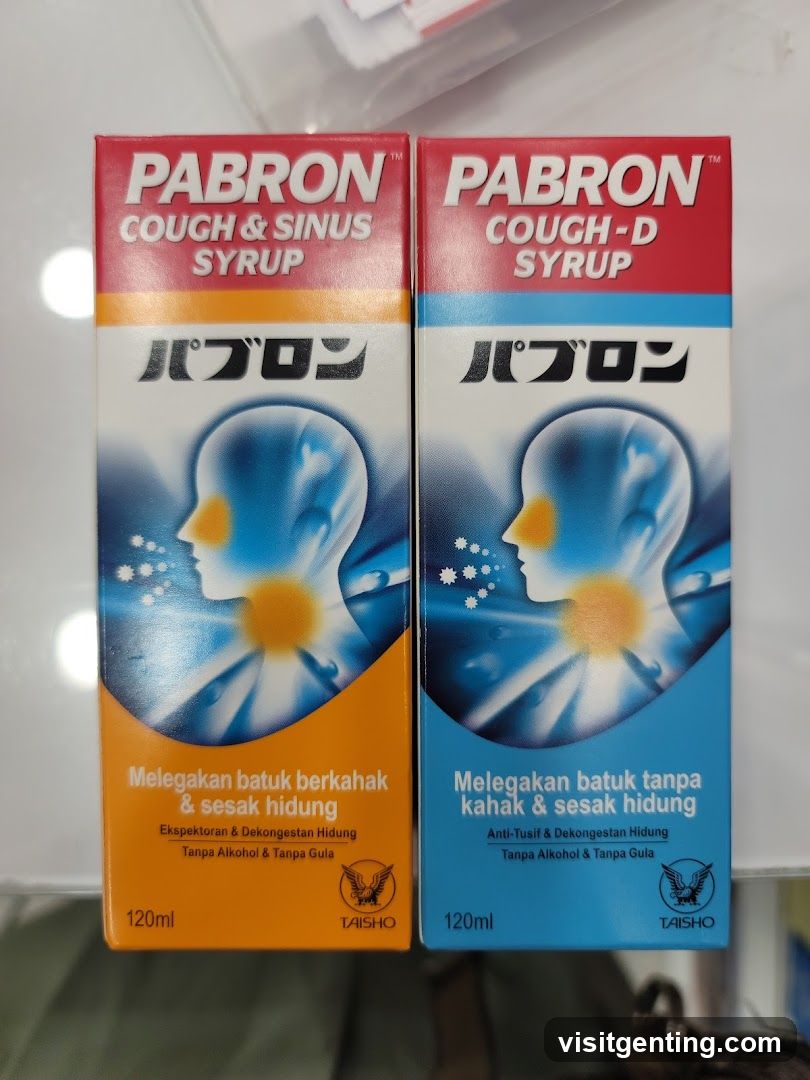 Pabron Cough & Sinus Syrup and Pabron Cough-D Syrup Boxes