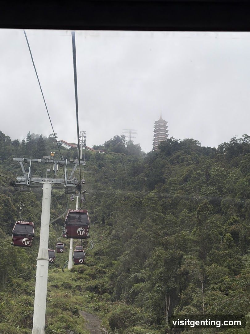 Cable Car View with Mountain Tower