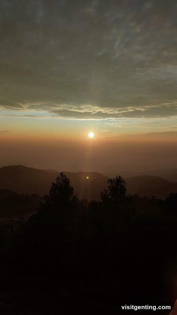 Sunset over mountainous landscape