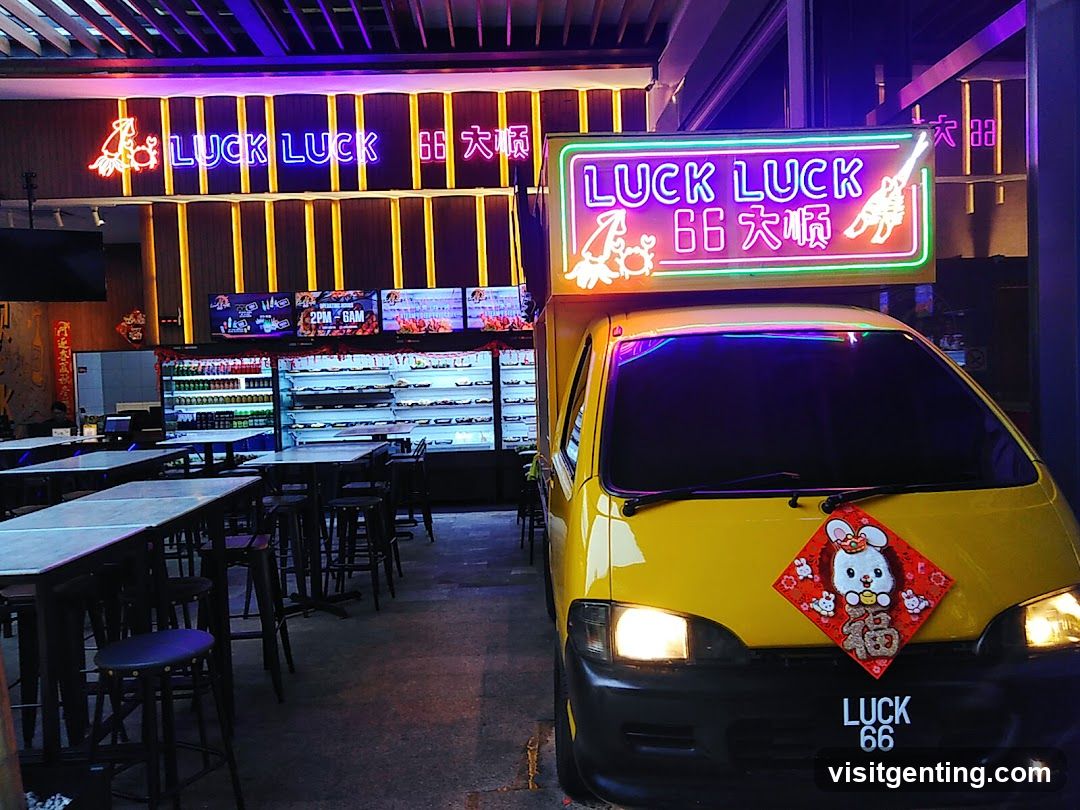 Luck Luck 66 Restaurant Interior with Neon Signage