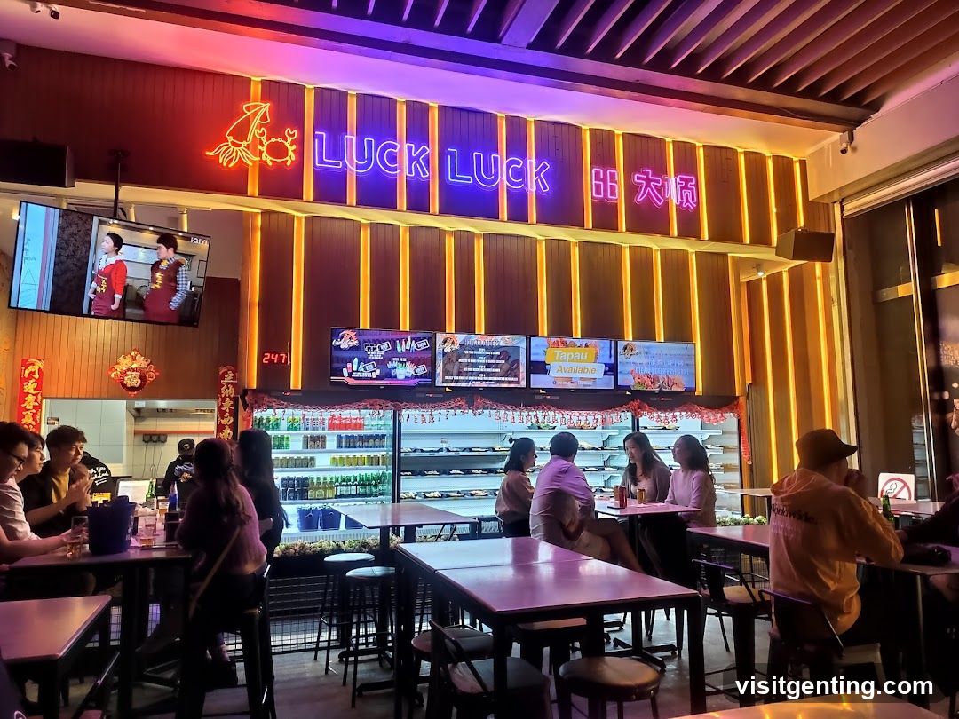 Interior of a restaurant with neon signage
