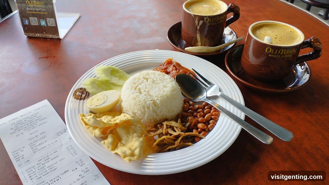 Table with Nasi Lemak and Coffee
