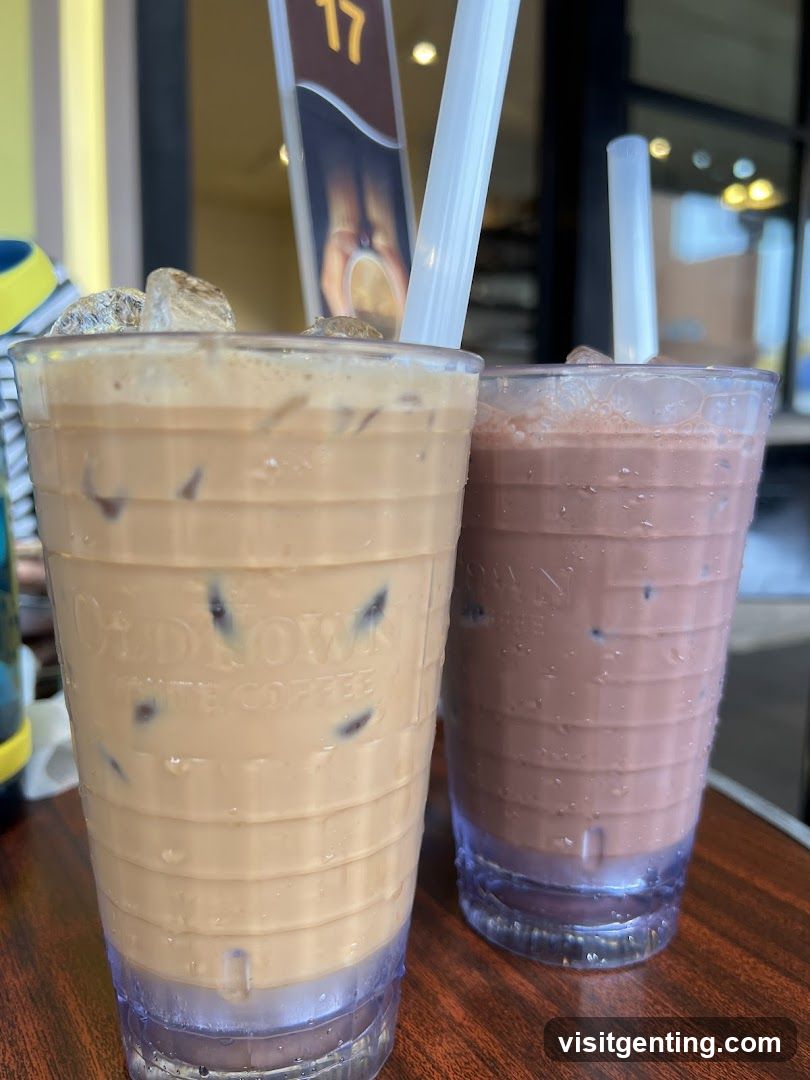 Two iced beverages on a table