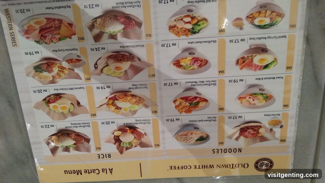 OldTown White Coffee A la Carte Menu