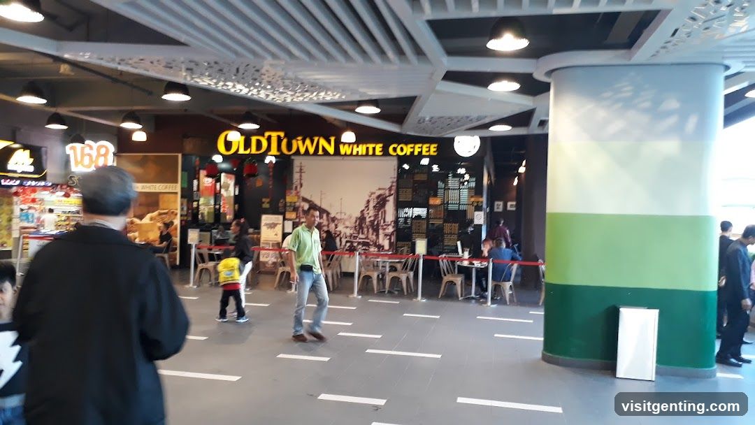 Interior of shopping mall with OldTown White Coffee storefront