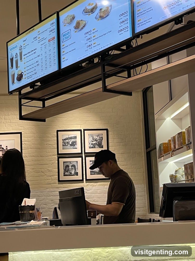 Inside a café counter area