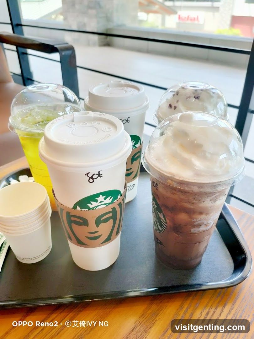 Starbucks beverages on tray