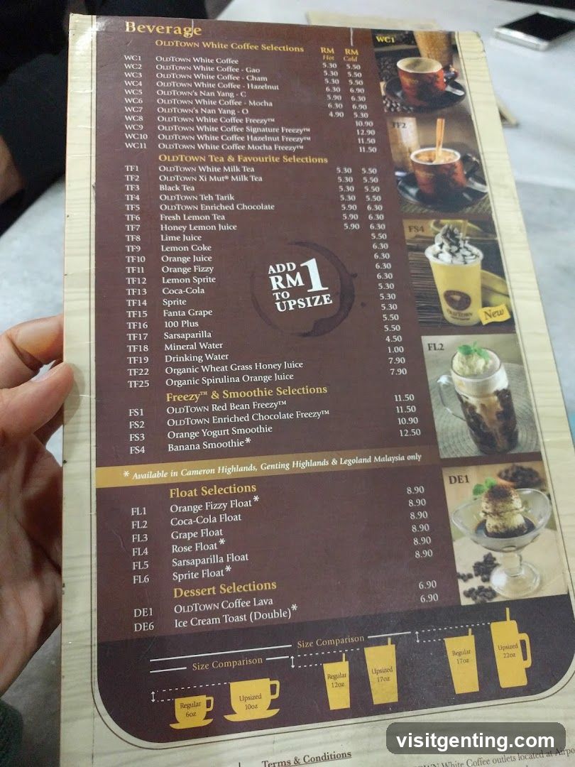 OldTown White Coffee Beverage Menu