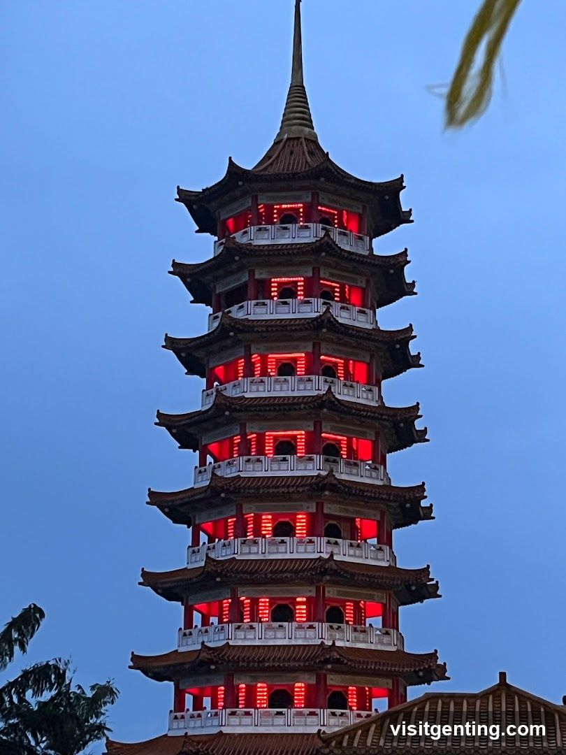 Red-lit Pagoda at Dusk
