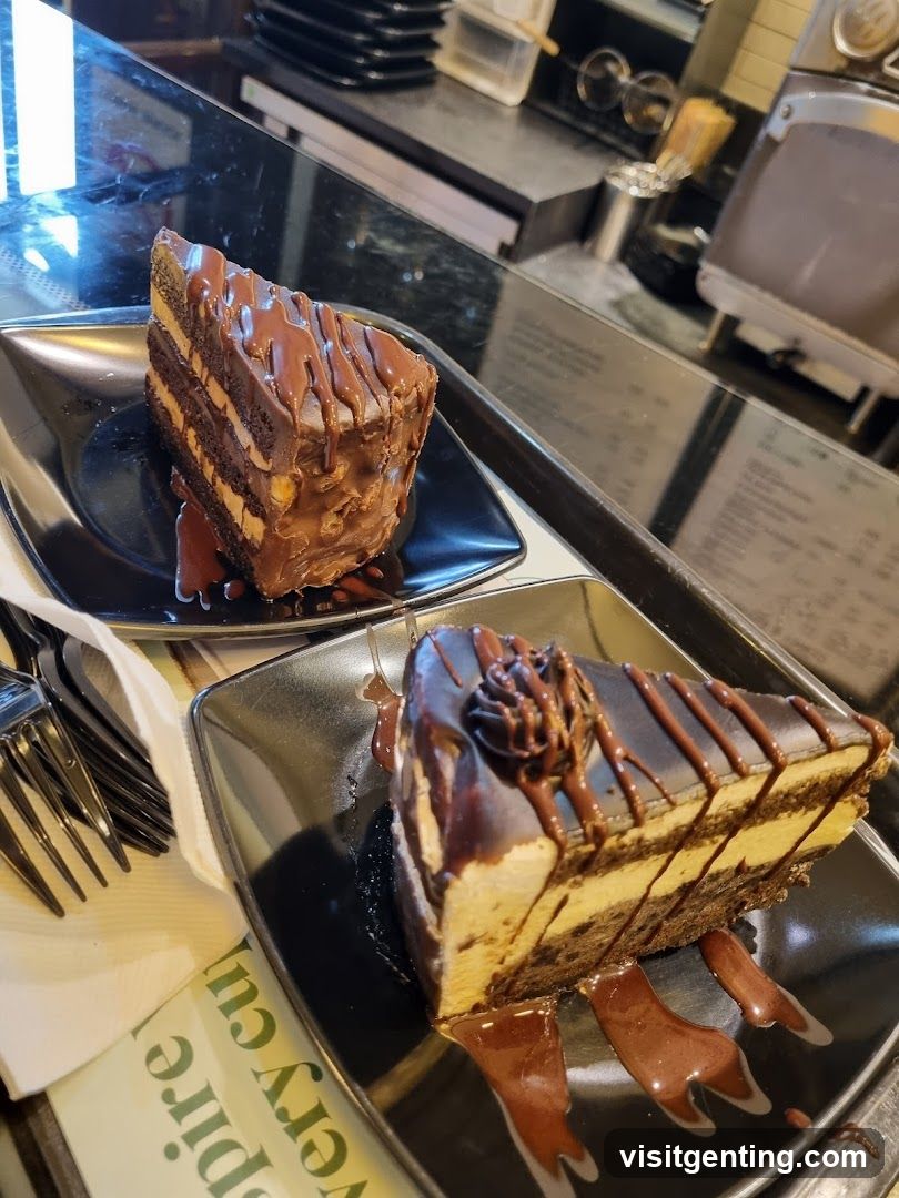 Chocolate cakes on black plates