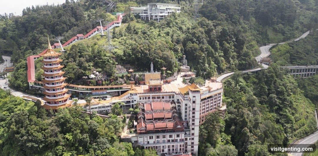 Aerial View of Temple Complex on Hillside