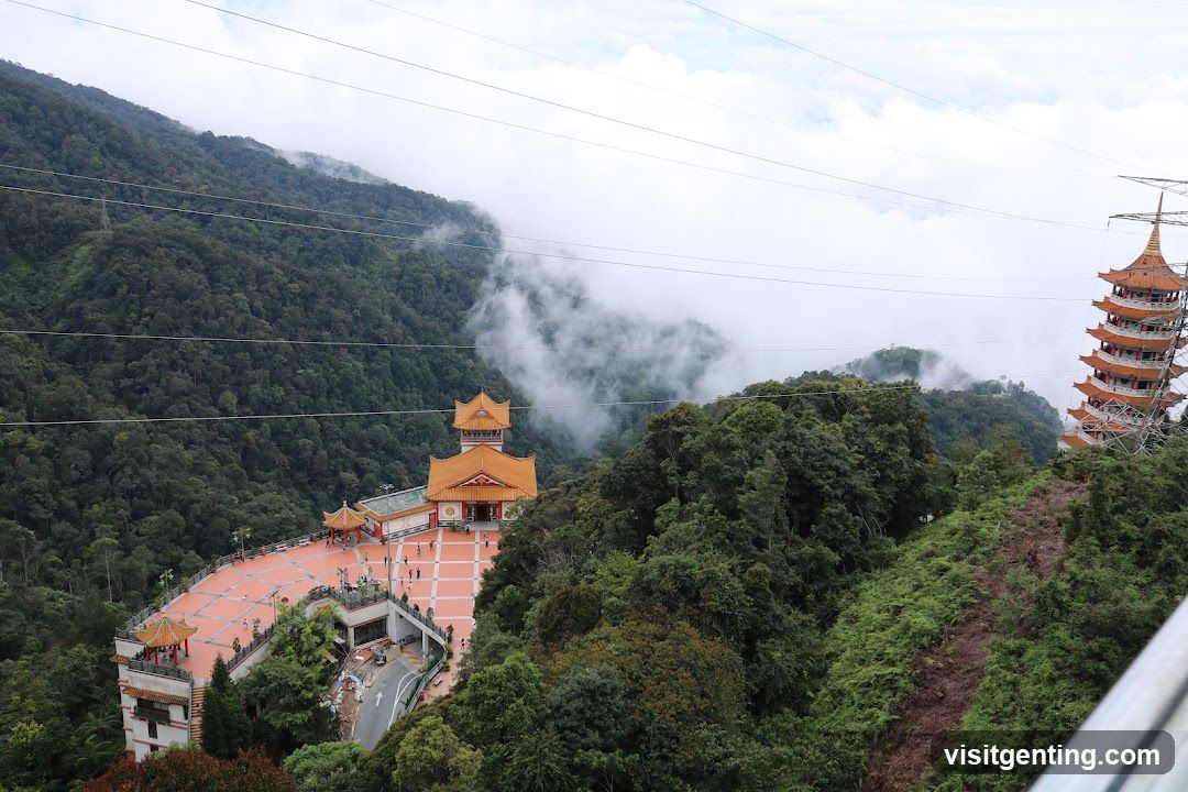 Mountain Temple Complex with Cloudy Landscape