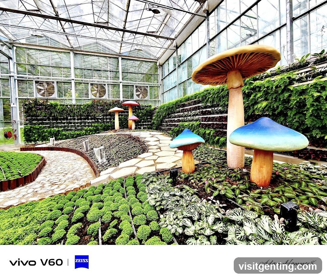 Greenhouse Interior with Mushroom Sculptures