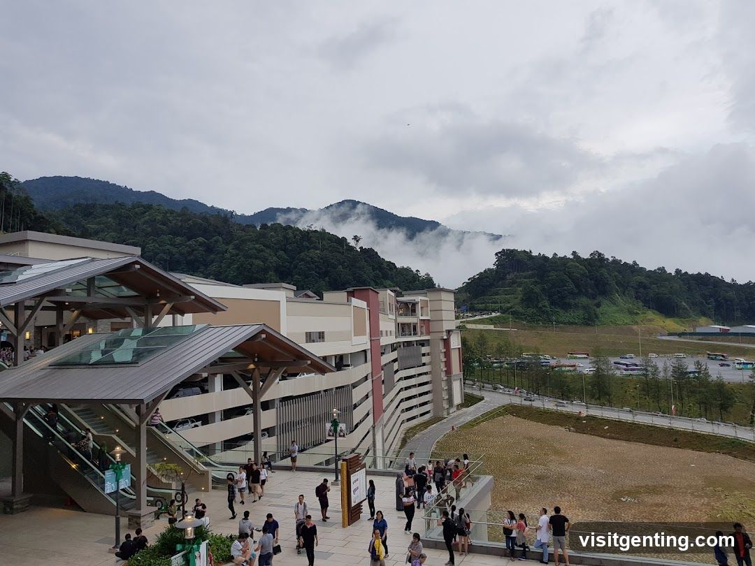 Outdoor View of Commercial Complex with Mountain Background