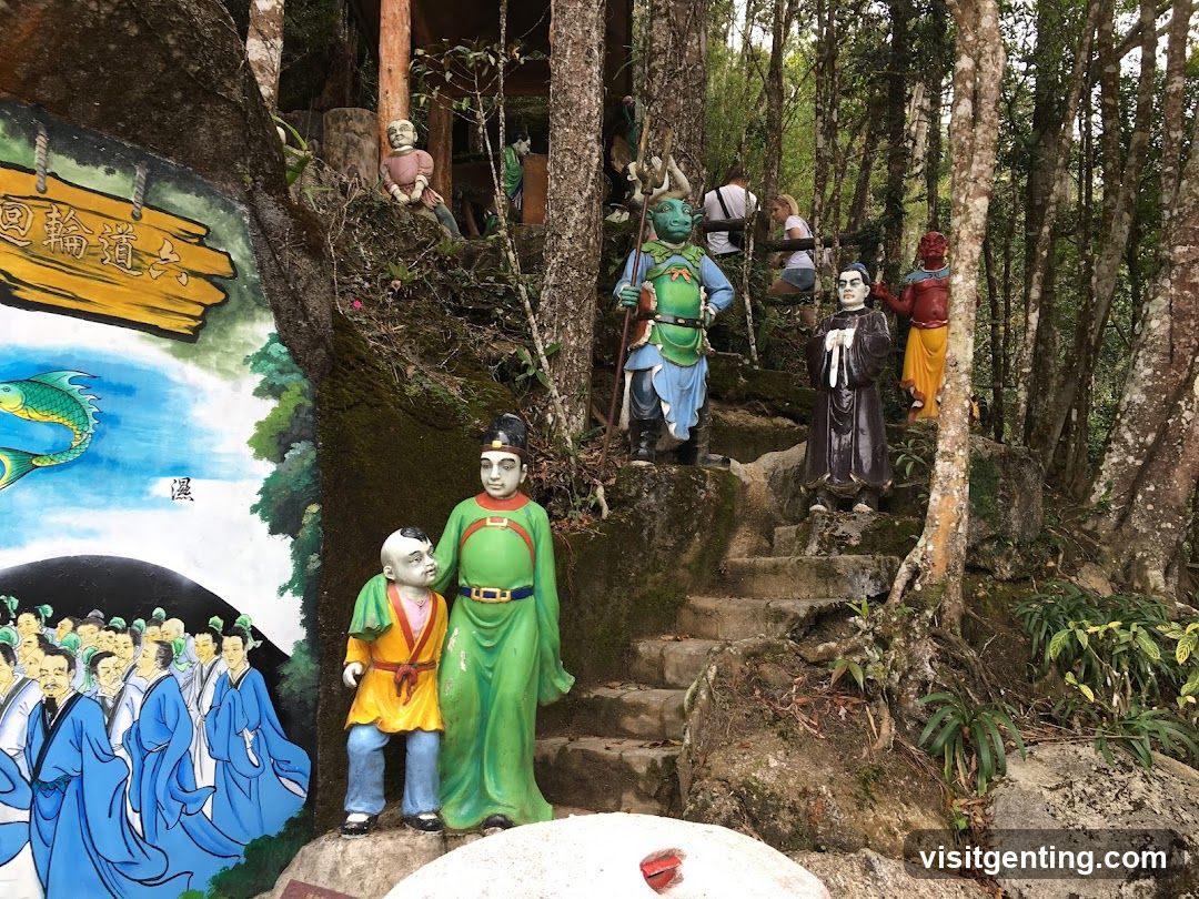 Outdoor Temple Sculptures and Staircase