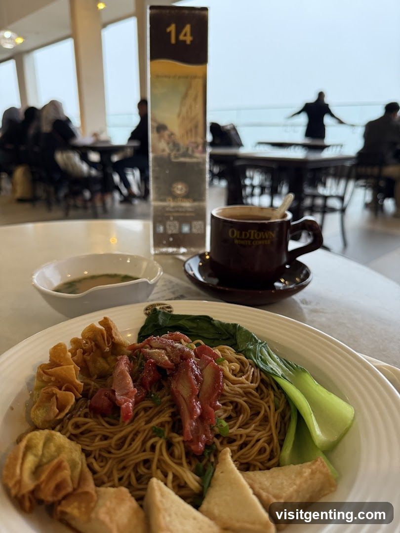 Tableside Coffee and Noodle Dish in Restaurant
