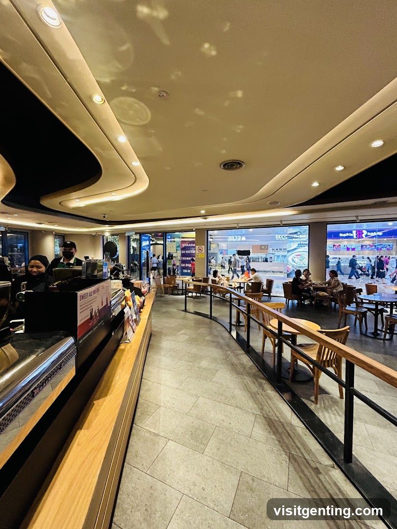 Interior of a café in a shopping mall