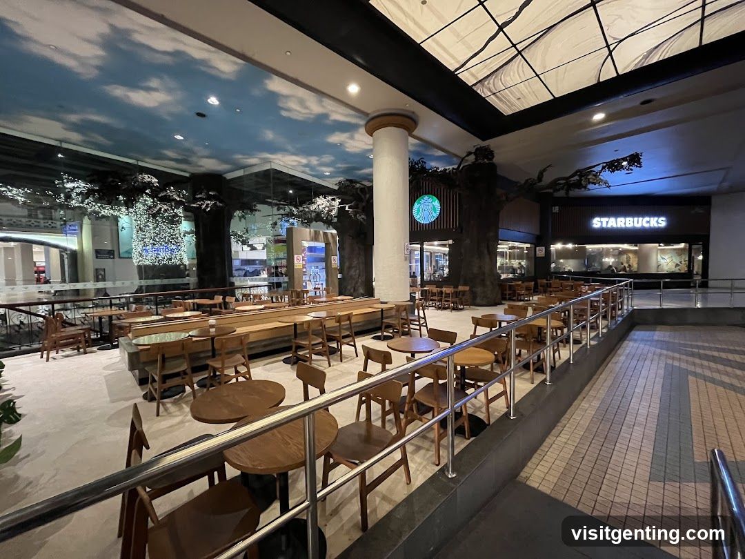 Interior of a shopping mall café area