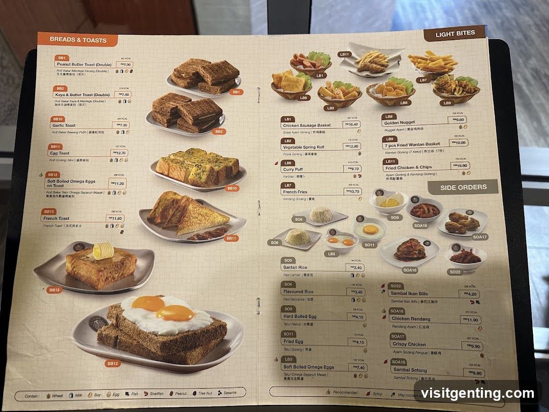 Bread & Toasts and Light Bites Menu