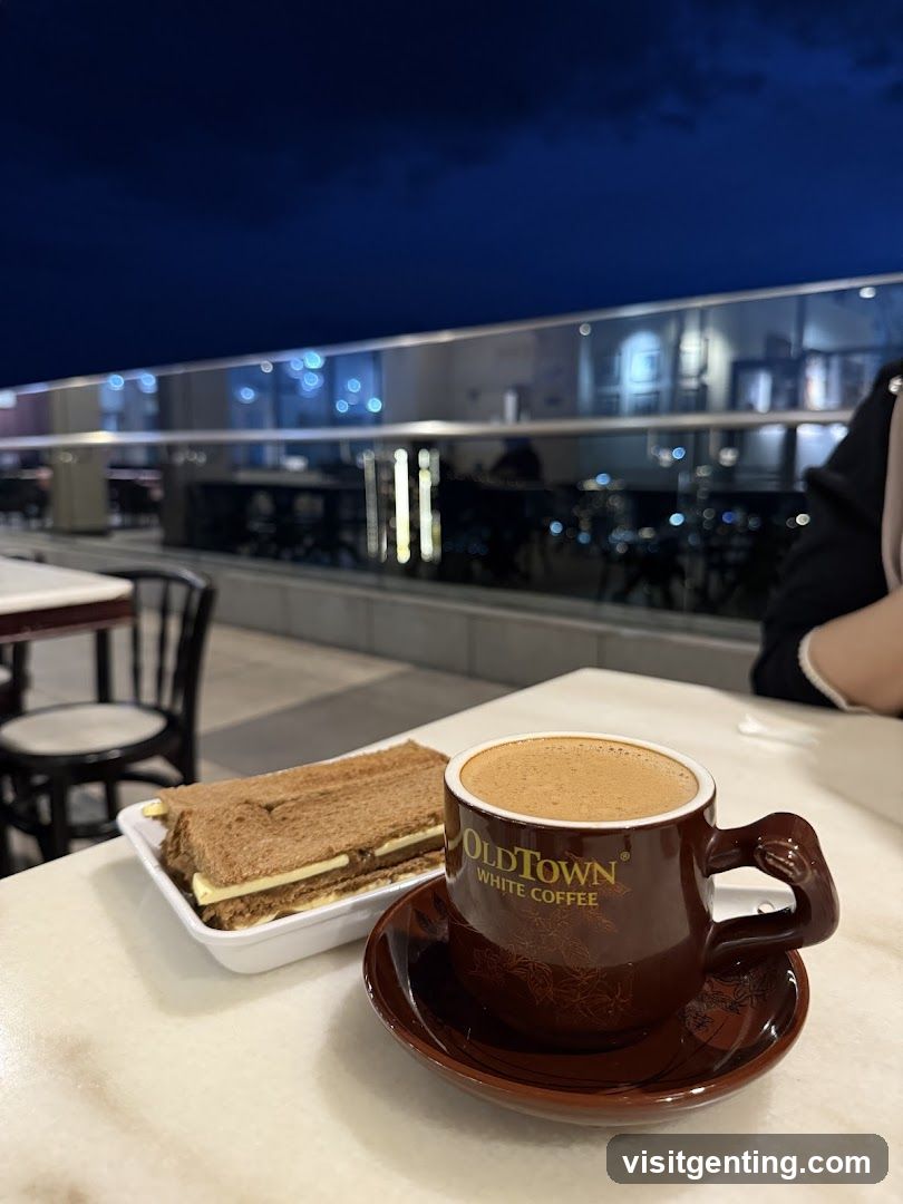 Nighttime café setting
