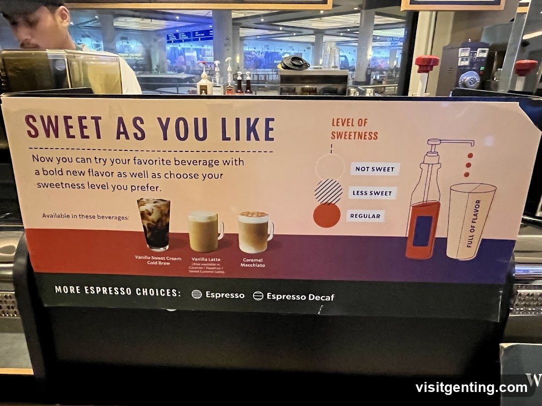 Sweetness Level Selection Sign at Coffee Counter