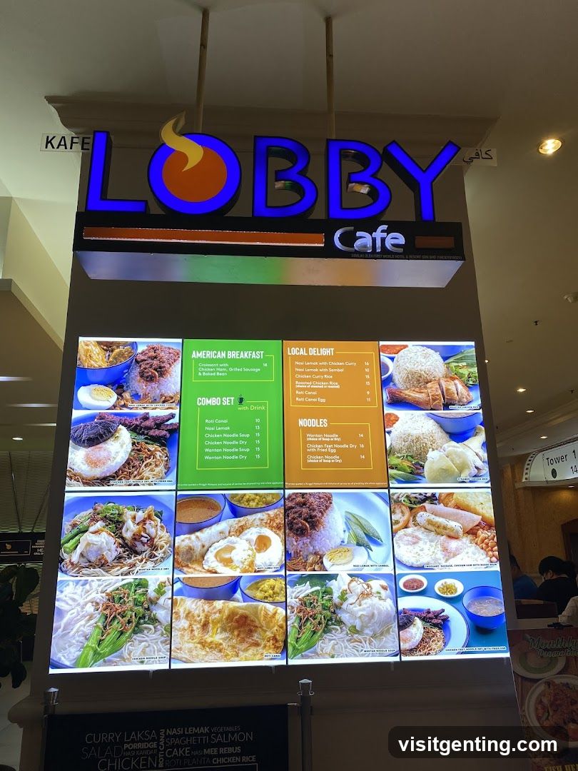 Lobby Cafe Menu Display