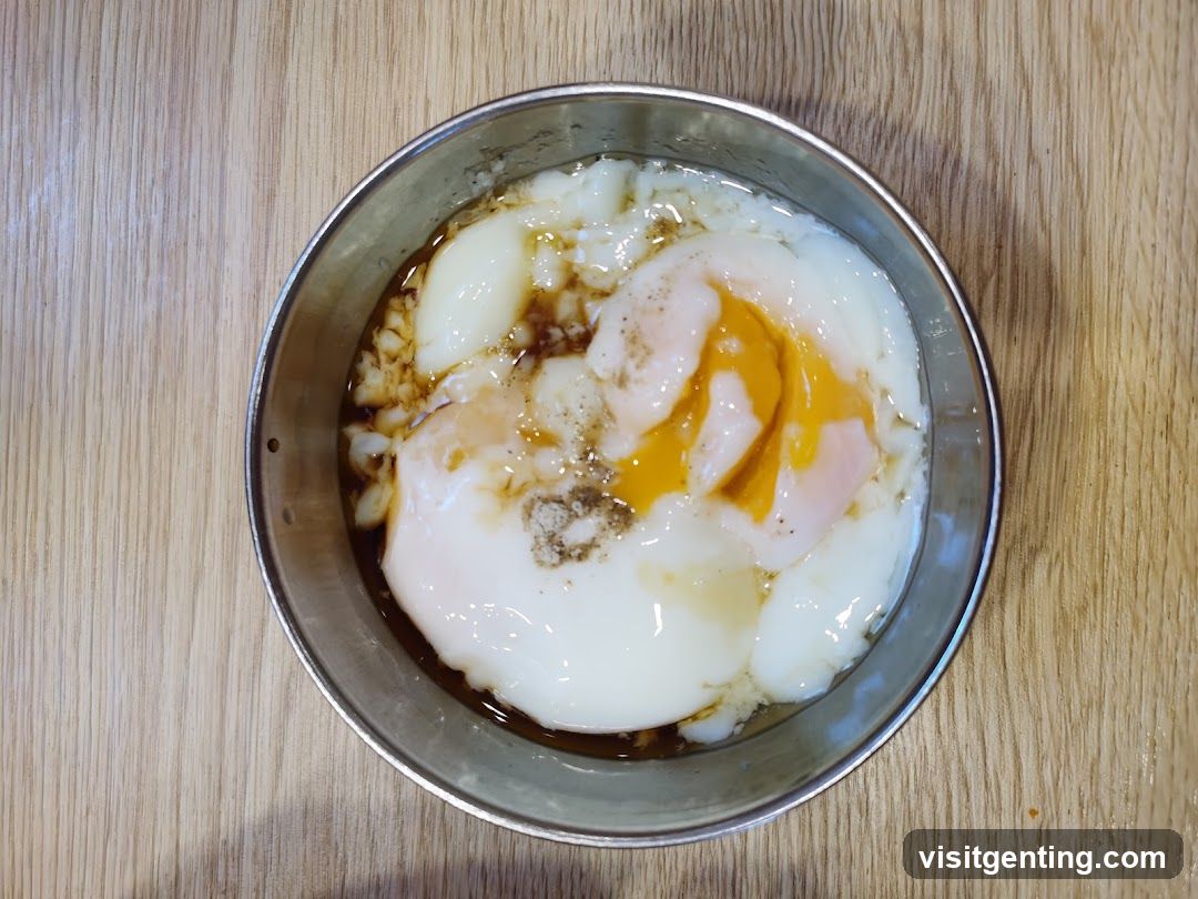 Egg dish in metal bowl