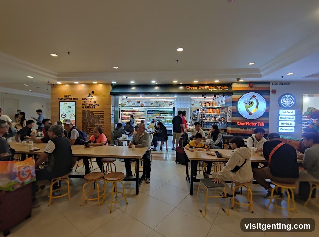Food court interior with One Meter Teh storefront
