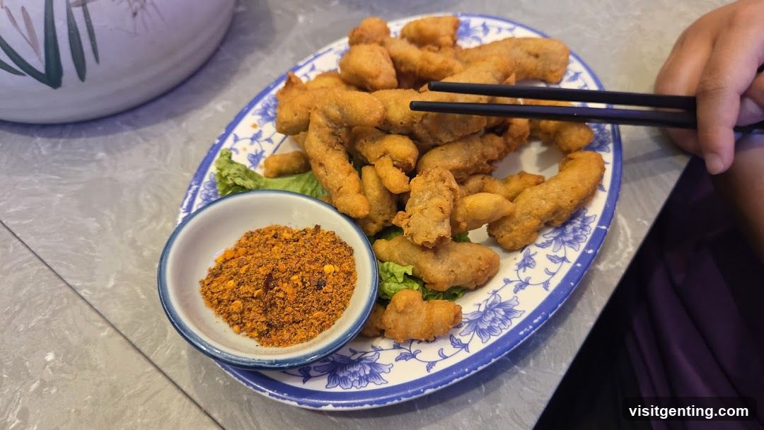 Food Plate with Fried Items and Dip