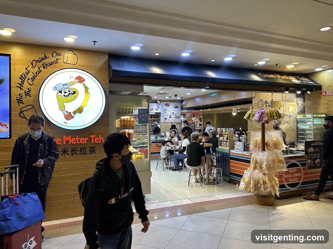 Interior of a food court with multiple stalls