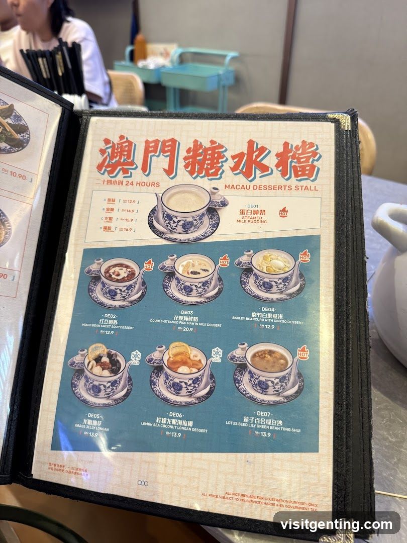 Macau Desserts Stall Menu