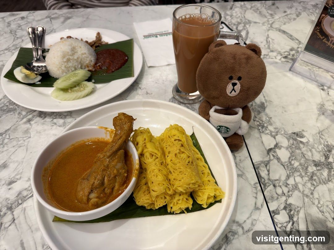 Table setting with food and plush toy