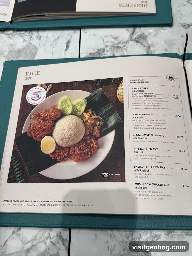 Rice Section of Menu