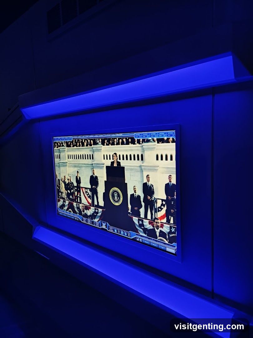Display Screen in Blue-Lit Enclosure