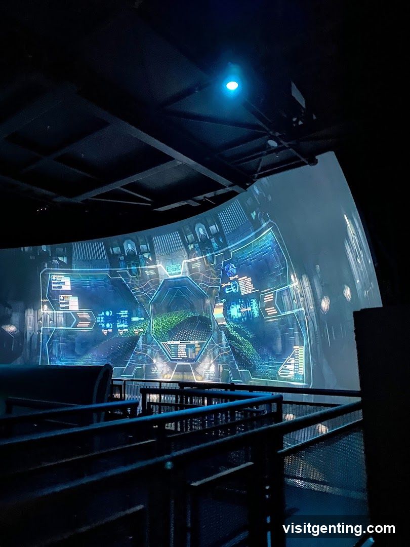 Interior of a futuristic immersive theater or exhibition space