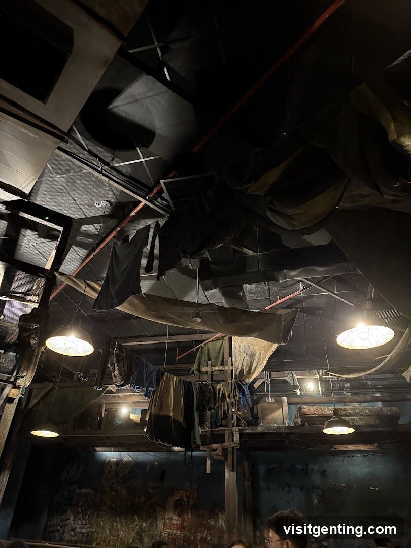 Interior View of a Dimly Lit Space