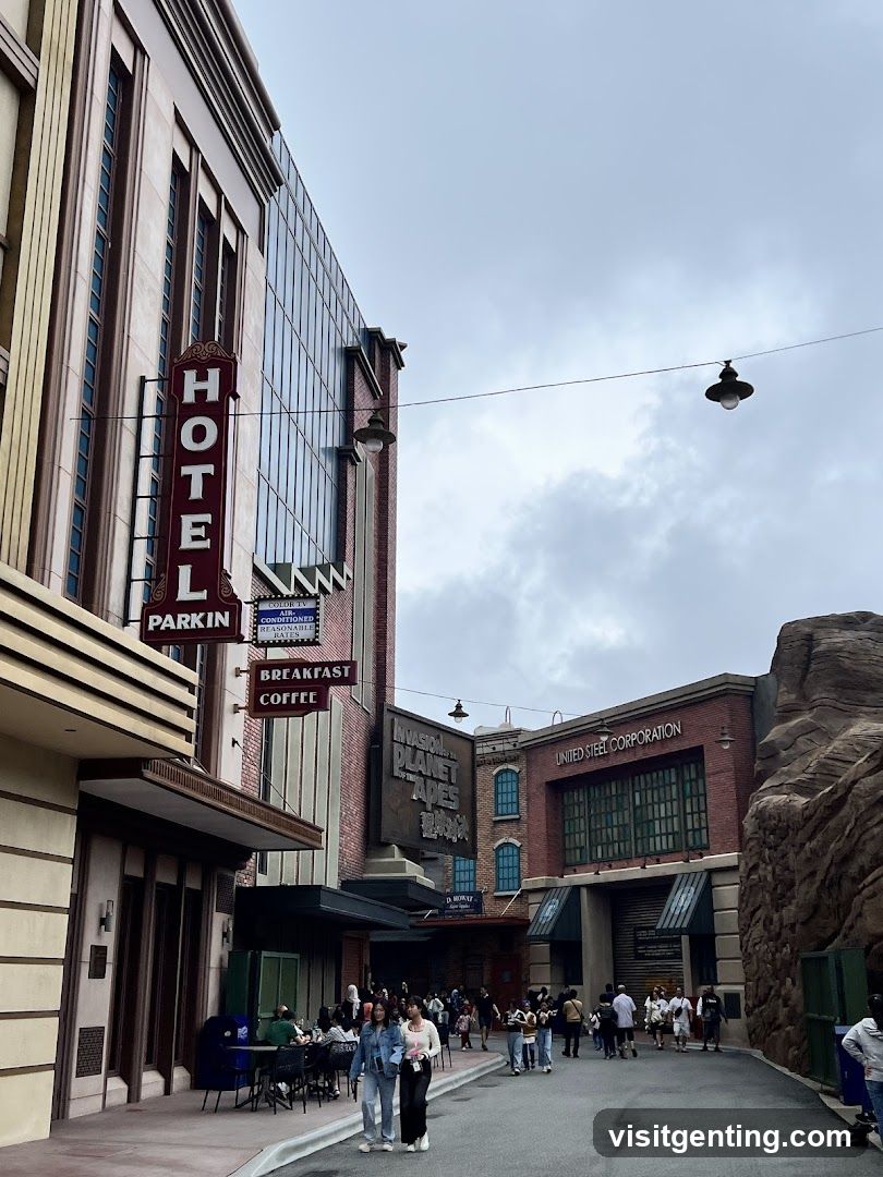 Street scene at theme park entrance
