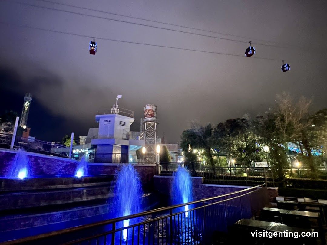 Nighttime amusement park view