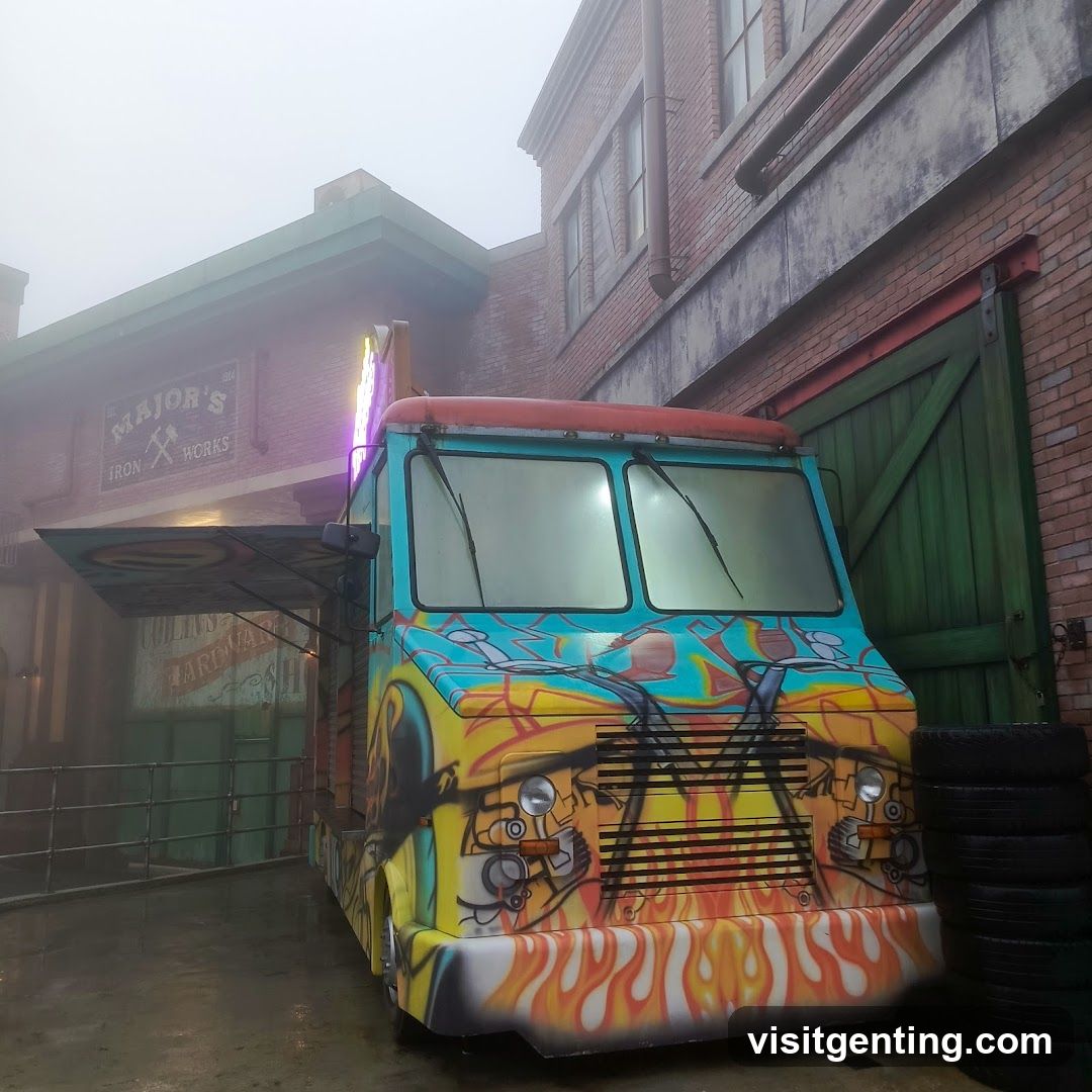 Graffiti-Truck in Foggy Industrial Setting