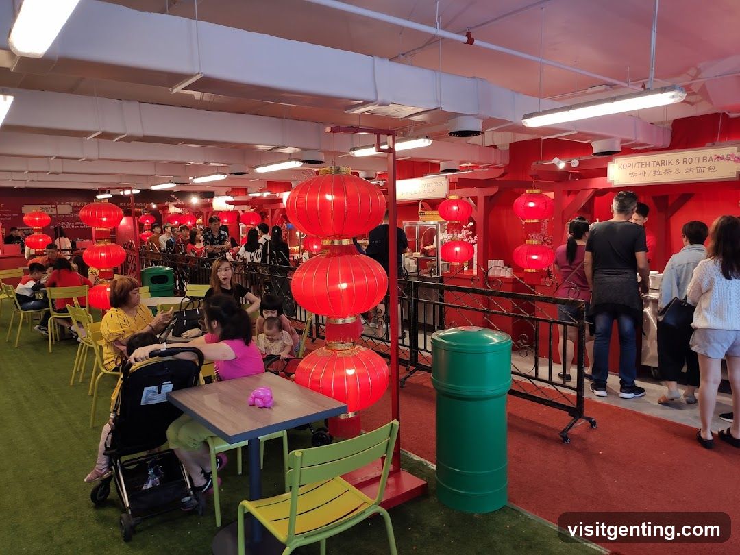 Interior of a festive food court