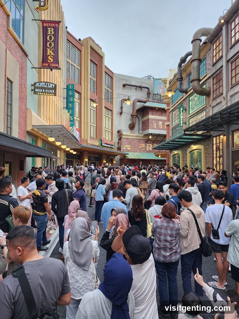 Crowded Street Scene in Theme Park