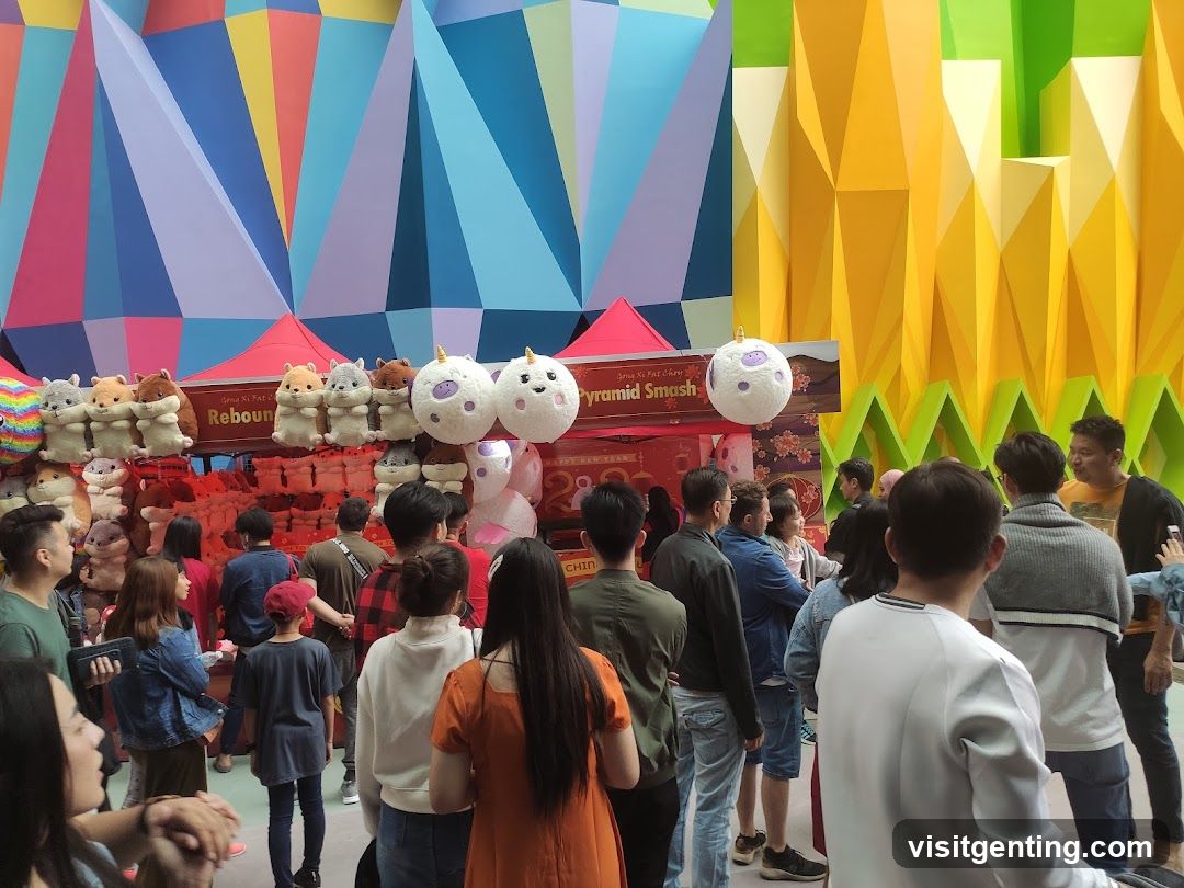 Crowd at colorful indoor attraction