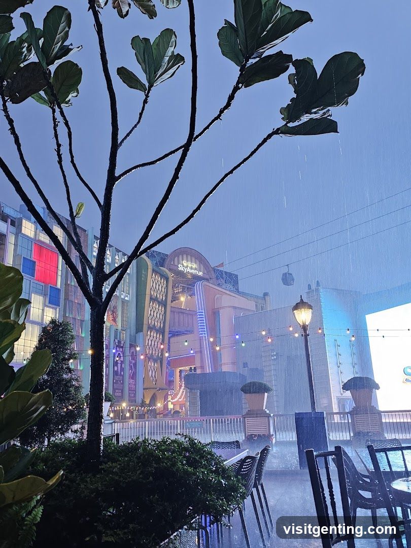 Rainy Outdoor Scene at SkyAvenue