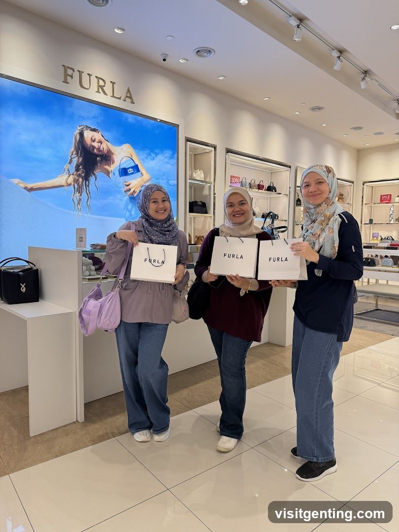 Three women in Furla store