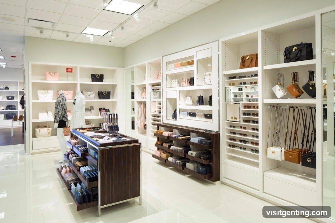 Interior of luxury handbag store